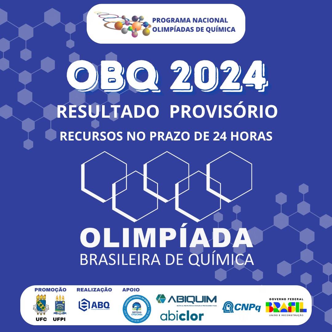 Resultado Provisório Olimpíada Brasileira de Química - OBQ 2024